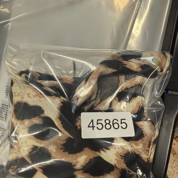 SheIn Mini Dress Women M Medium Beige Animal Print V-Neck Short Sleeve Short - Picture 7 of 7